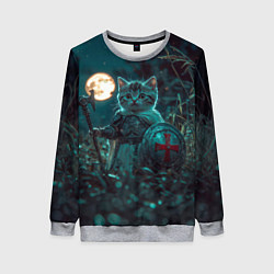 Женский свитшот Котенок рыцарь с щитом