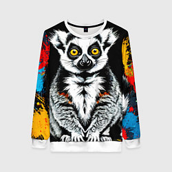Женский свитшот Лемур на черном