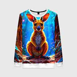 Свитшот женский Кенгуру в джунглях, цвет: 3D-белый