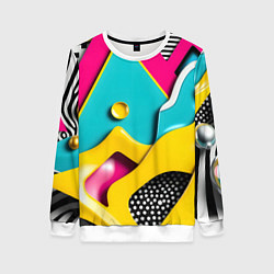 Свитшот женский Праздничная абстракция, цвет: 3D-белый