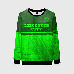 Свитшот женский Leicester City - green gradient посередине, цвет: 3D-черный