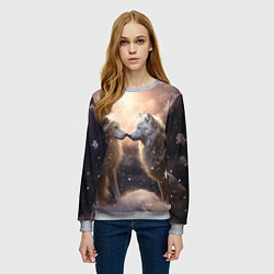 Свитшот женский Волчья нежность, цвет: 3D-меланж — фото 2