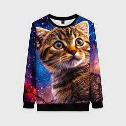 Женский свитшот Шотландская прямоухая кошка в космосе