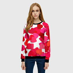 Свитшот женский Сердца россыпь, цвет: 3D-черный — фото 2