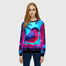Свитшот женский Розовый снегирь, цвет: 3D-черный — фото 2