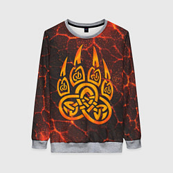 Женский свитшот Символ волчья лапа в огненной стихии