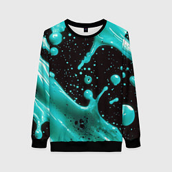 Свитшот женский Голубая краска и капли, цвет: 3D-черный