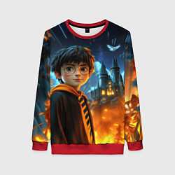 Свитшот женский Гарри Поттер замок в небе, цвет: 3D-красный