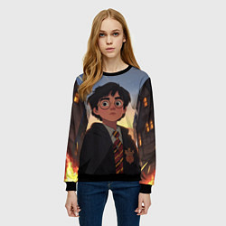 Свитшот женский Загадочный Гарри Поттер, цвет: 3D-черный — фото 2