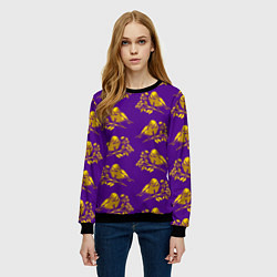 Свитшот женский Золотые птички на индиго, цвет: 3D-черный — фото 2