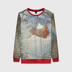 Женский свитшот Искрящийся мандарин на снегу