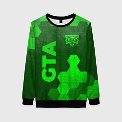 Свитшот женский GTA - green gradient вертикально, цвет: 3D-черный