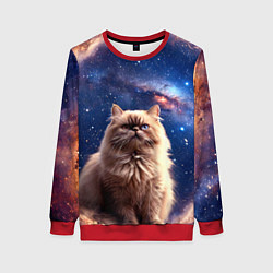 Свитшот женский Гималайская кошка в космосе, цвет: 3D-красный