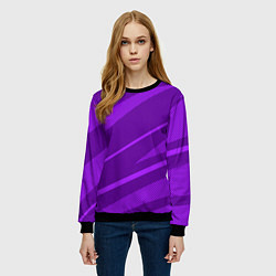 Свитшот женский Фиолетовый однотонный абстракция с полосой, цвет: 3D-черный — фото 2