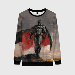 Свитшот женский Бэтмен стоит на обрыве скалы, цвет: 3D-черный