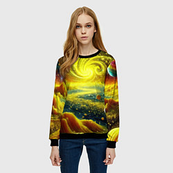 Свитшот женский Neon galaxy - ai art fantasy, цвет: 3D-черный — фото 2