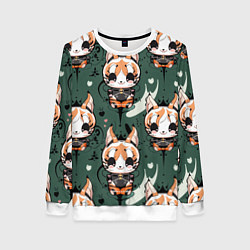 Свитшот женский Анимешный лис фенек, цвет: 3D-белый