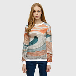 Свитшот женский Персиковые волны, цвет: 3D-белый — фото 2