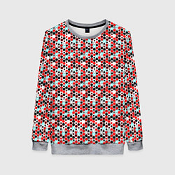 Свитшот женский Киберпанк шестиугольники красные, цвет: 3D-меланж