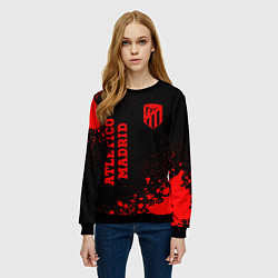 Свитшот женский Atletico Madrid - red gradient вертикально, цвет: 3D-черный — фото 2