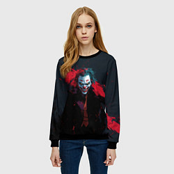Свитшот женский Джокер и красная полоса краски, цвет: 3D-черный — фото 2