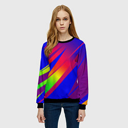 Свитшот женский Красно-синий с полосами градиент, цвет: 3D-черный — фото 2