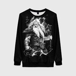 Свитшот женский Перун бог громовержец, цвет: 3D-черный