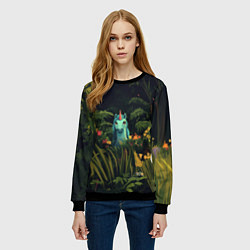 Свитшот женский Голубая единорожка, цвет: 3D-черный — фото 2