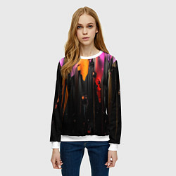 Свитшот женский Разноцветная рельефная краска текстура, цвет: 3D-белый — фото 2