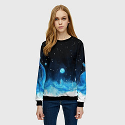 Свитшот женский Синяя светящееся краска, цвет: 3D-черный — фото 2