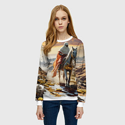 Свитшот женский В пустыне на коне, цвет: 3D-белый — фото 2