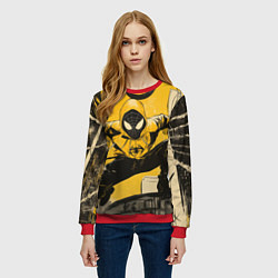 Свитшот женский Черный человек-паук, цвет: 3D-красный — фото 2