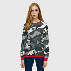 Свитшот женский Темно зеленый камуфляж, цвет: 3D-красный — фото 2