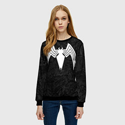Свитшот женский Знак венома с текстурой симбиота, цвет: 3D-черный — фото 2