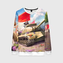 Свитшот женский Русский танк, цвет: 3D-белый