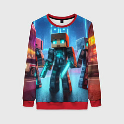 Женский свитшот Minecraft - ai art neon glow