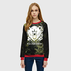 Свитшот женский Лес мой храм - дух леса медведь Велес, цвет: 3D-красный — фото 2