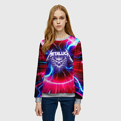 Свитшот женский Metallica - neon glow, цвет: 3D-меланж — фото 2