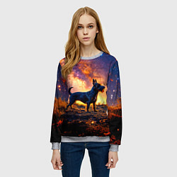 Свитшот женский Скотч-терьер в космосе, цвет: 3D-меланж — фото 2