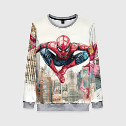 Свитшот женский Человек паук паркур, цвет: 3D-меланж