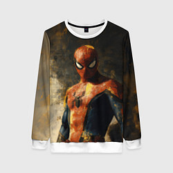 Свитшот женский Человек-паук портрет, цвет: 3D-белый