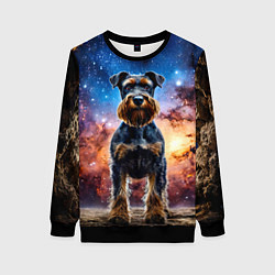 Свитшот женский Ризеншнауцер в космосе, цвет: 3D-черный