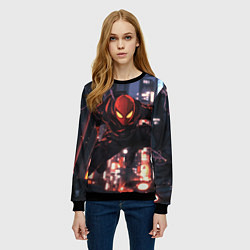 Свитшот женский Человек паук в черном, цвет: 3D-черный — фото 2