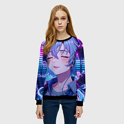 Свитшот женский Влюбленный в музыку, цвет: 3D-черный — фото 2