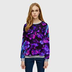 Свитшот женский Флуоресцентные цветы, цвет: 3D-меланж — фото 2