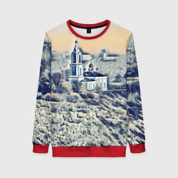 Женский свитшот Храм на фоне современного города