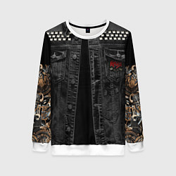 Свитшот женский Джинсовка Ария с татуировками викингов, цвет: 3D-белый