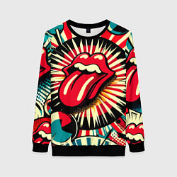 Свитшот женский Logo of the Rolling Stones - pop art, цвет: 3D-черный