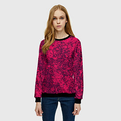 Свитшот женский Насыщенный розовый текстура, цвет: 3D-черный — фото 2