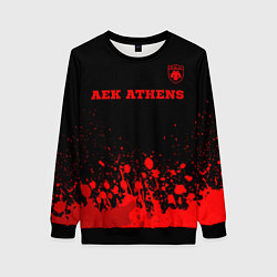 Свитшот женский AEK Athens - red gradient посередине, цвет: 3D-черный